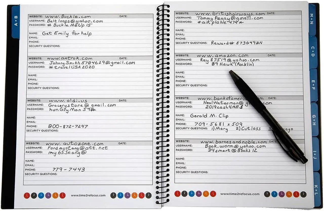 Alt view image 9 of 18 - Re-Focus the Creative Office Large Password Keeper Book, 7.5x10", Black