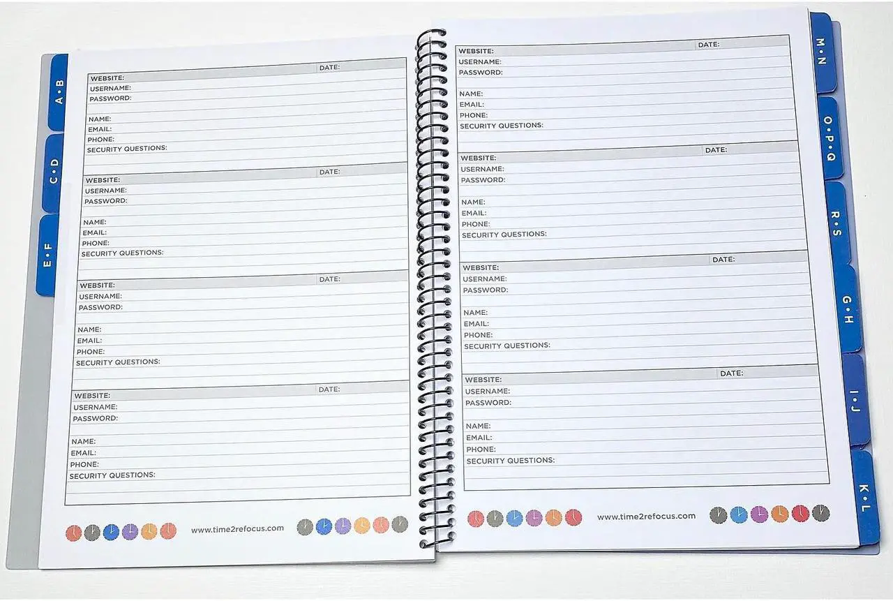 Alt view image 8 of 18 - Re-Focus the Creative Office Large Password Keeper Book, 7.5x10", Black
