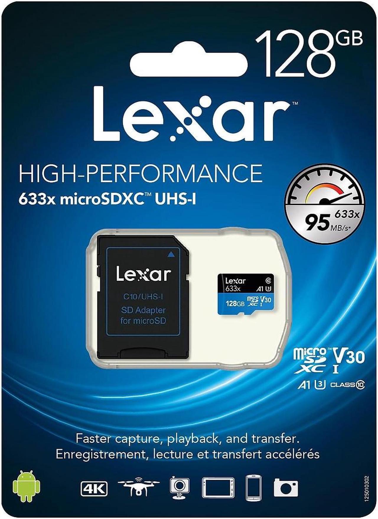 Main image of Lexar High-Performance 633x 128GB microSDXC Memory Card with Adapter, Class 10, UHS-I (LSDMI128BBNL633)