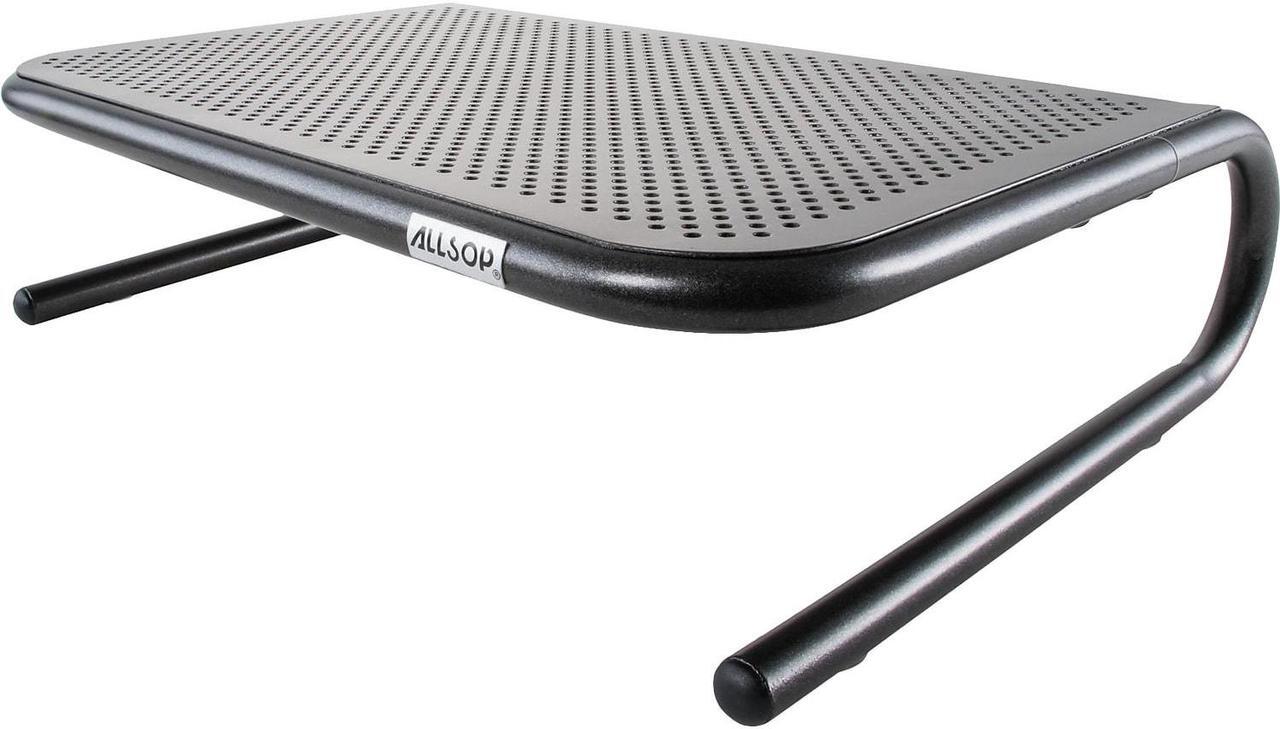 Alt view image 4 of 10 - allsop metal art jr. monitor stand, 14inch wide platform holds 40 lbs with keyboard storage space  pearl black, 2 pack