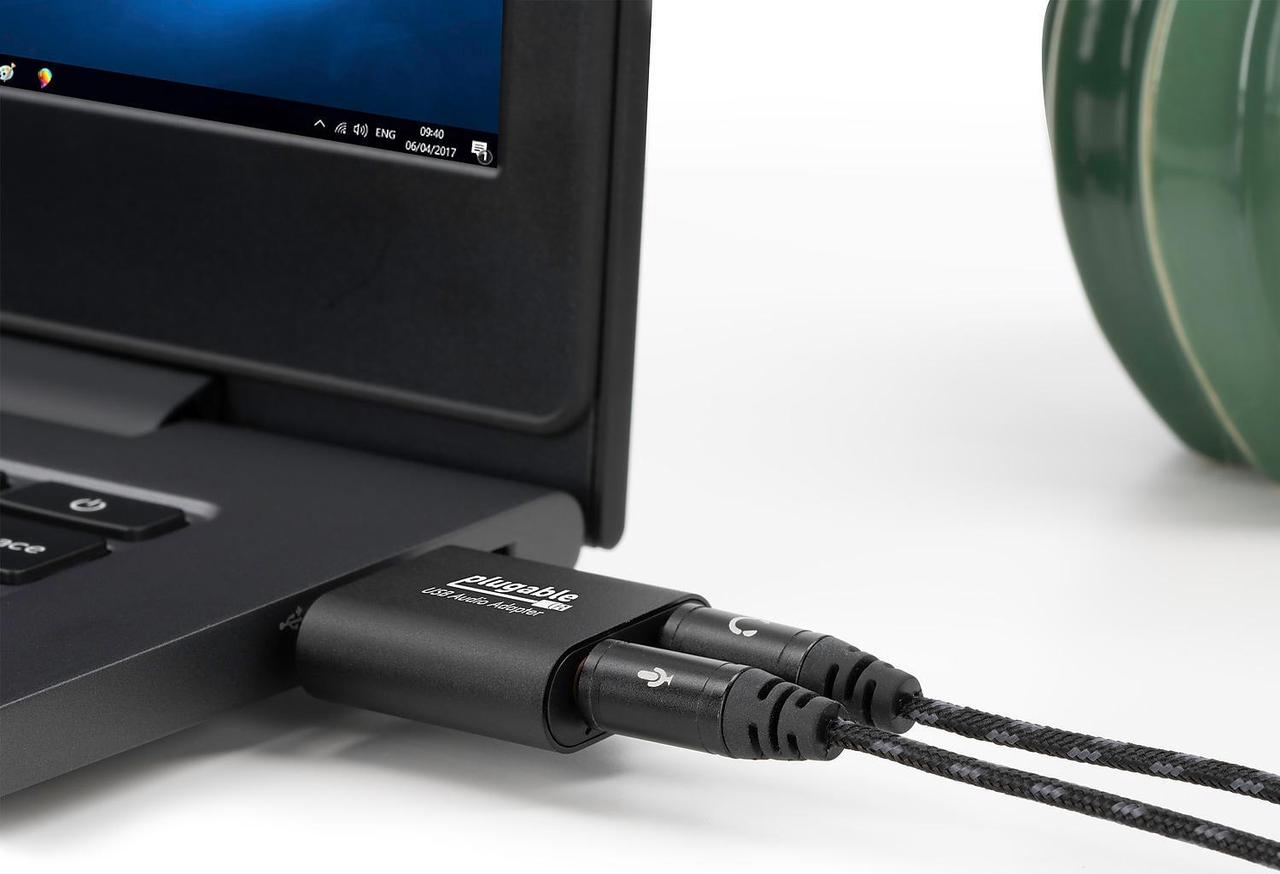Alt view image 12 of 17 - Plugable USB Audio Adapter with 3.5mm Speaker-Headphone and Microphone Jack, Add an External Stereo Sound Card to Any PC, Compatible with Windows, Mac, and Linux