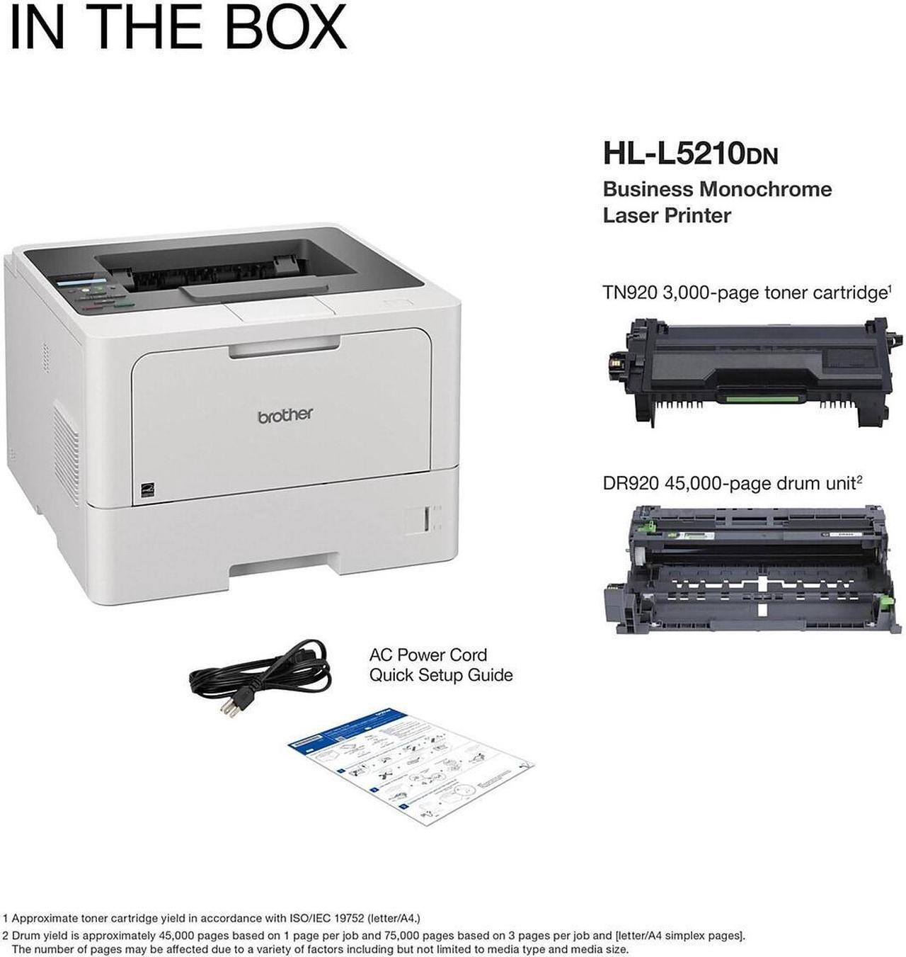 Alt view image 5 of 15 - Brother HL-L5210DN Business Monochrome Laser Printer with Duplex Printing and Networking