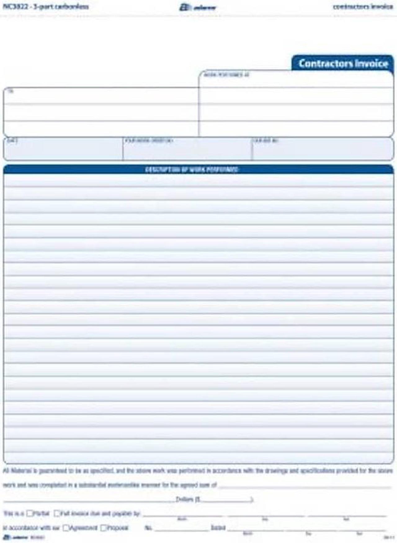 Alt view image 3 of 3 - Adams 3-Part Carbonless Contractors Invoice Forms 8.5"W x 11.44"L 100/Pack (ABF NC3822)