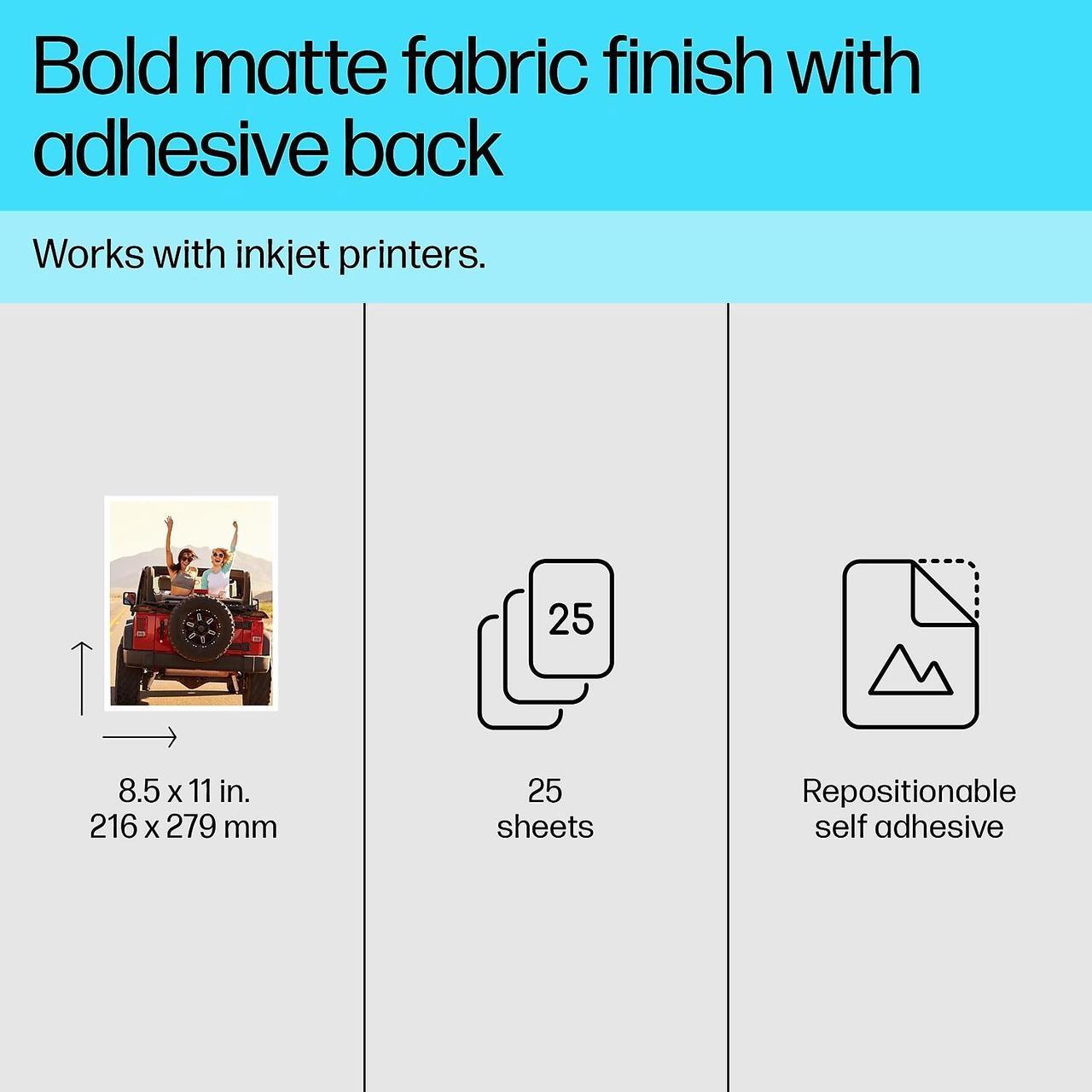 Alt view image 2 of 7 - HP Picture Stickers 8.5" x 11" 25 Sheets/Pack (8L1U9A)