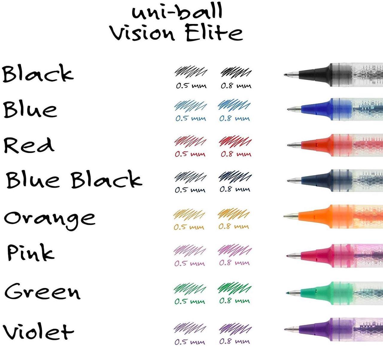 Alt view image 7 of 10 - uni-ball 61231 VISION ELITE Stick Roller Ball Pen, Black Ink, 0.8mm