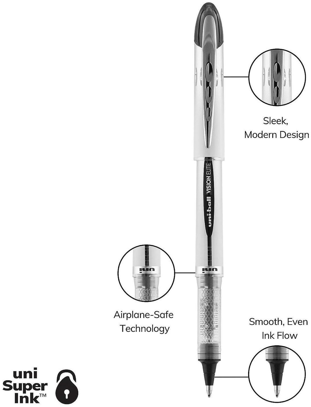 Alt view image 6 of 10 - uni-ball 61231 VISION ELITE Stick Roller Ball Pen, Black Ink, 0.8mm