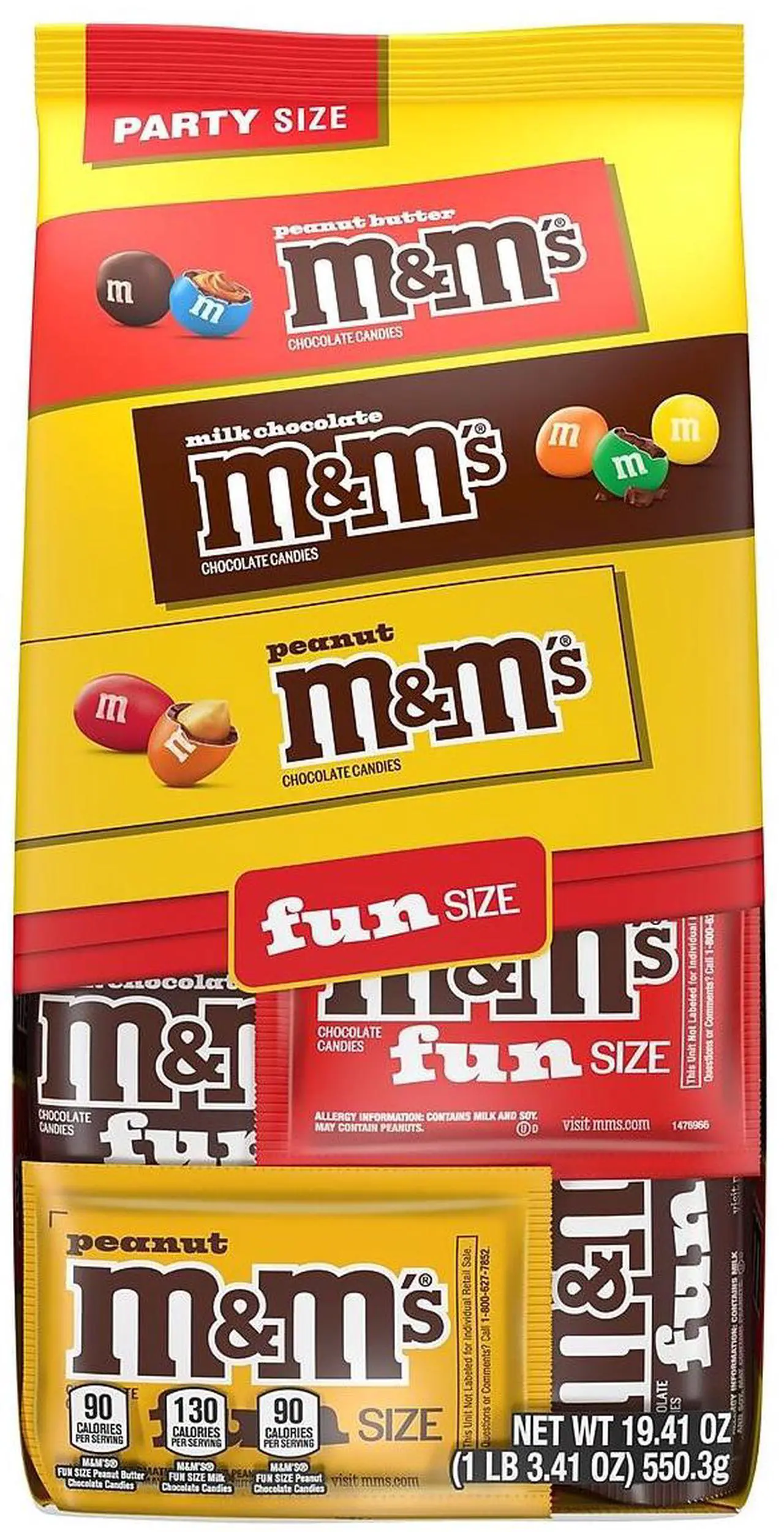 Alt view image 4 of 14 - M&M'S Fun-Size Milk Chocolate Candy Pack 19.41 oz. 35 Pieces (460668)