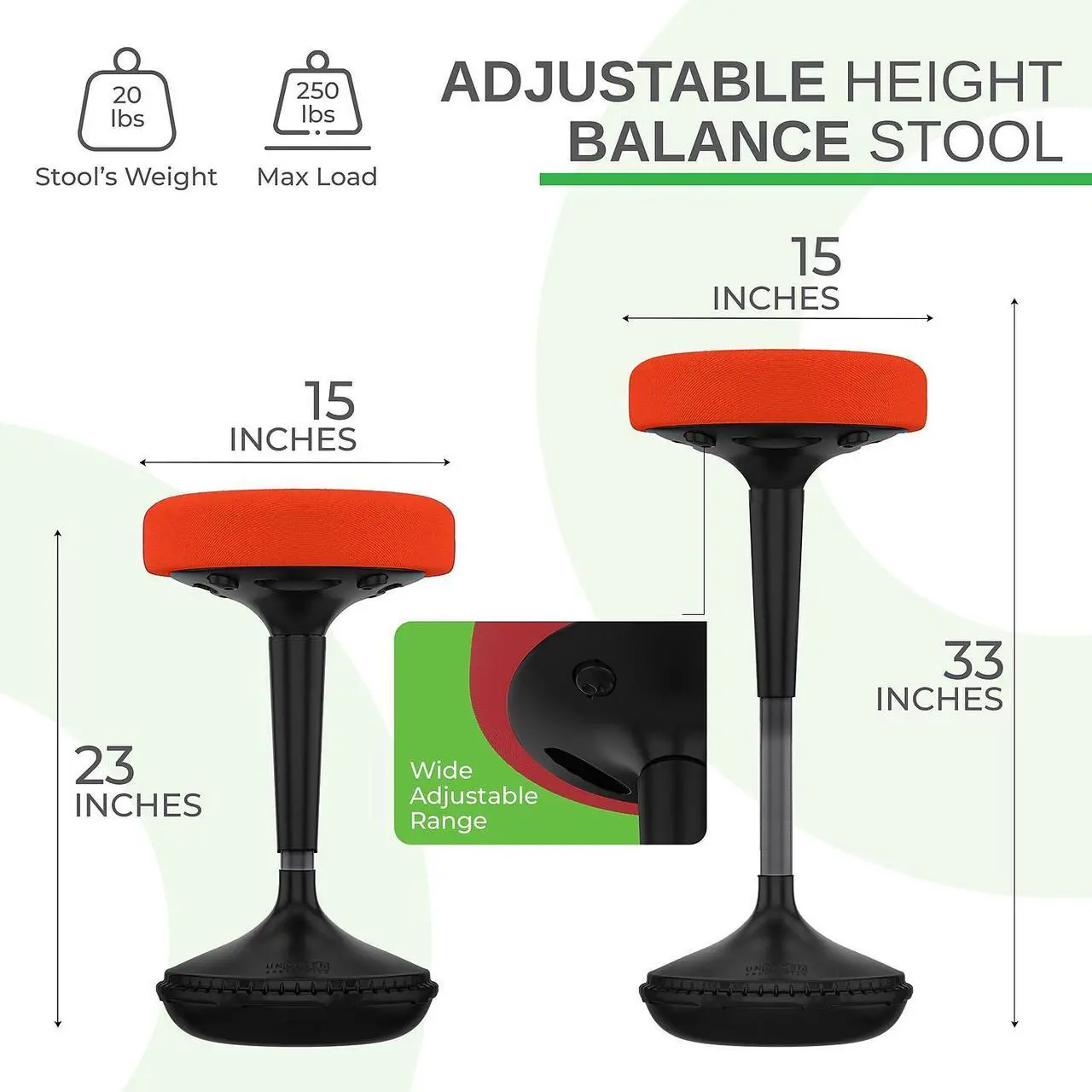 Alt view image 11 of 14 - Wobble Stool Standing Desk Stool - tall office chair for standing desk chair wobble stools for classroom seating adhd chair height adjustable stool 23-33" Active stool for standing desk wobble chairs