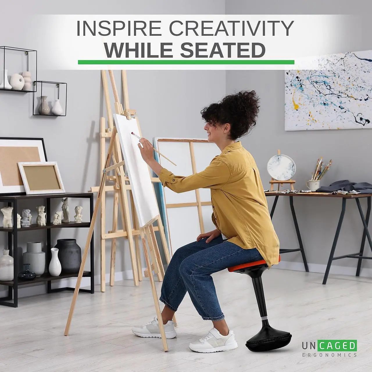 Alt view image 14 of 14 - Wobble Stool Standing Desk Stool - tall office chair for standing desk chair wobble stools for classroom seating adhd chair height adjustable stool 23-33" Active stool for standing desk wobble chairs