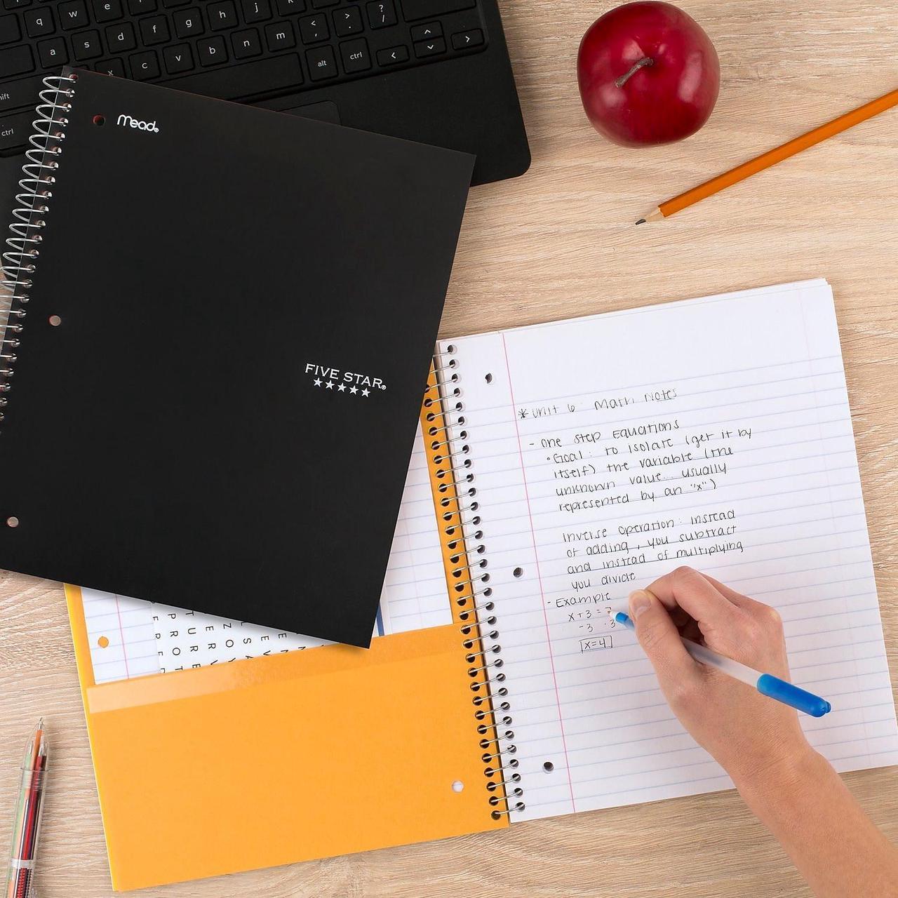 Alt view image 7 of 7 - Five Star 5-Subject Notebook 8.5" x 11" College Ruled 200 Sheets 958110