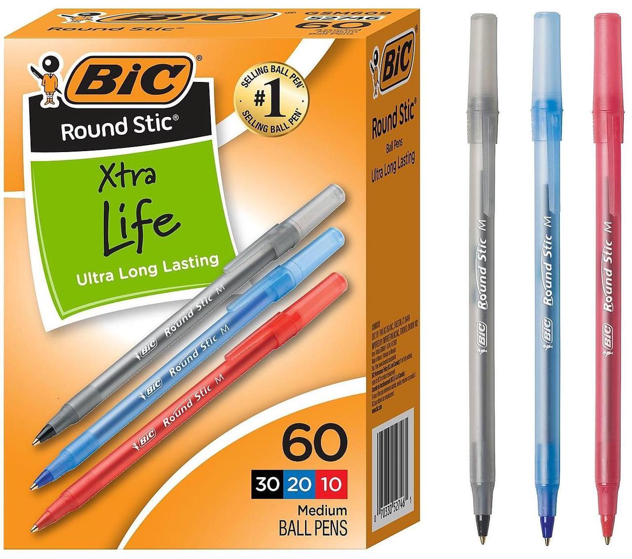 Alt view image 7 of 16 - BIC Round Stic Xtra-Life Ballpoint Pens Medium 1.0 mm Assorted 24298912