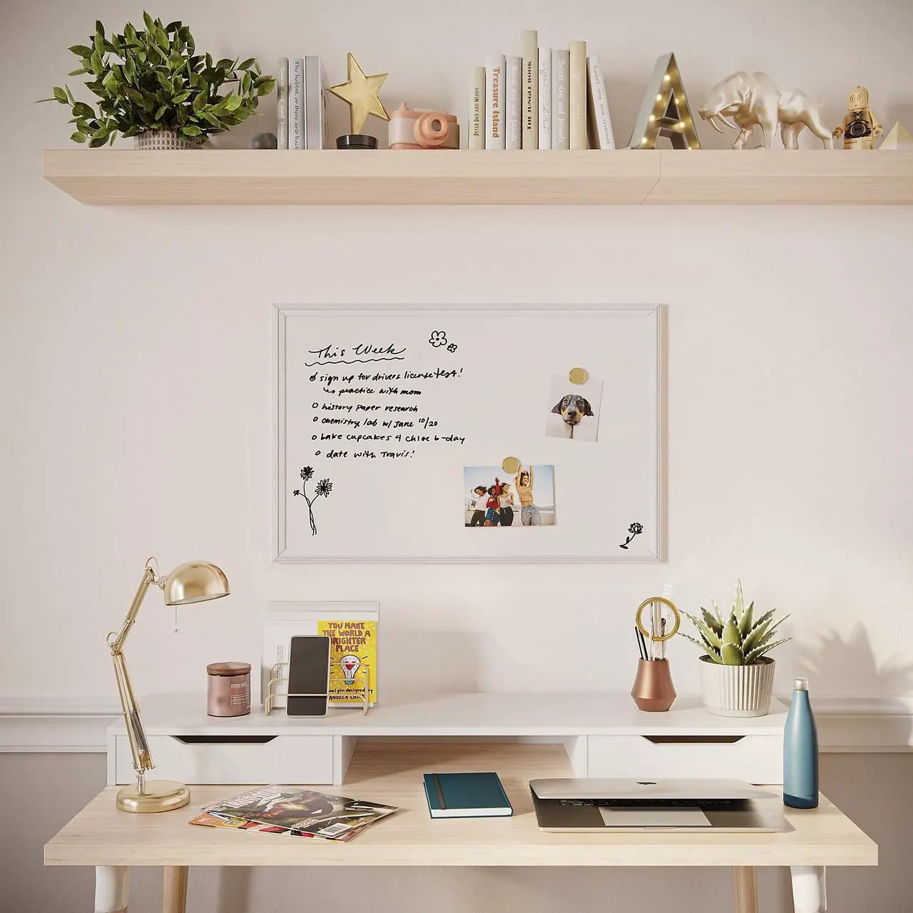 Alt view image 2 of 20 - Magnetic Dry Erase Board, 30 x 20 Inches, White D?cor Frame UBR2071U0001
