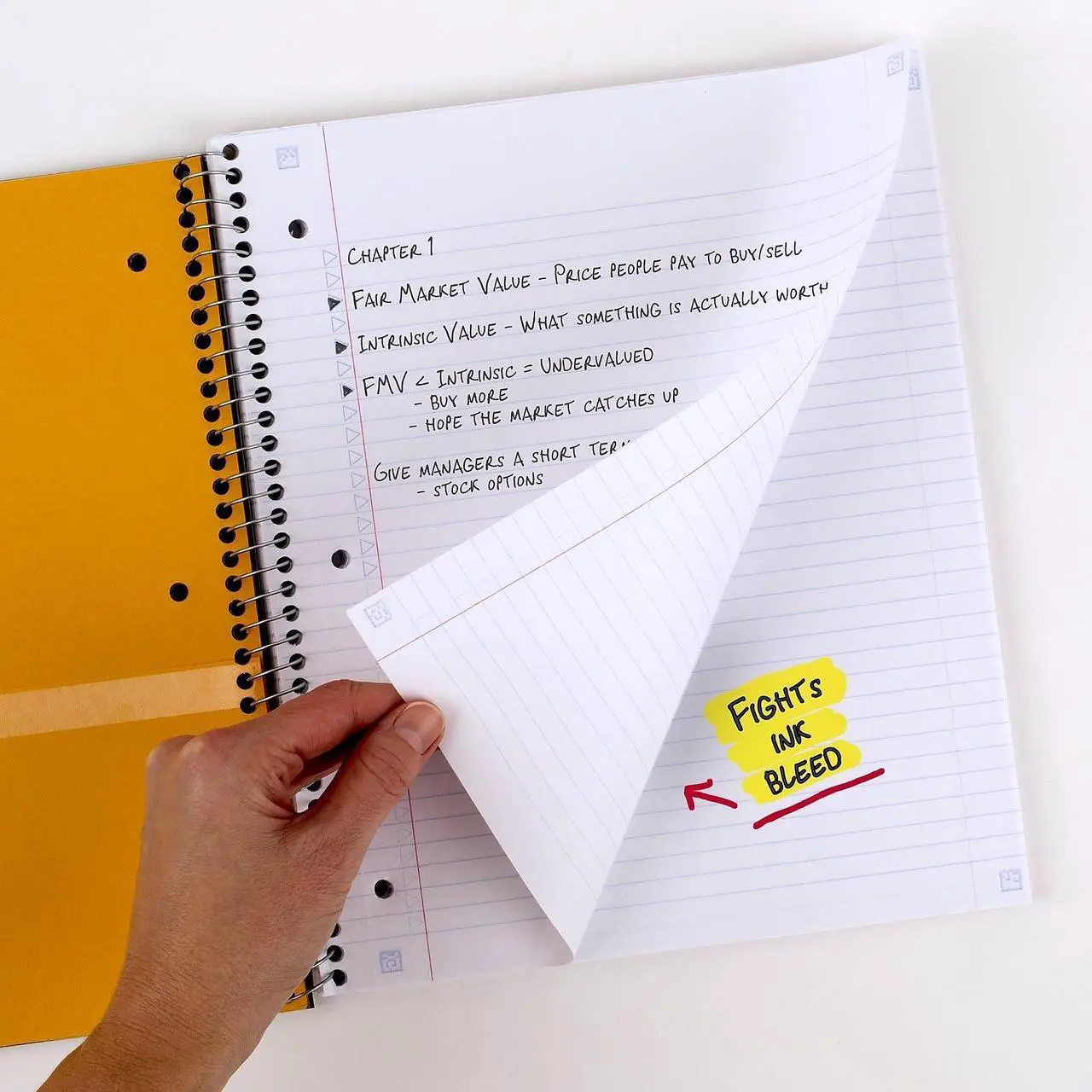 Alt view image 3 of 5 - Five Star Wirebound Notebook College Rule 11 x 8 1/2 100 Sheets Black 72057