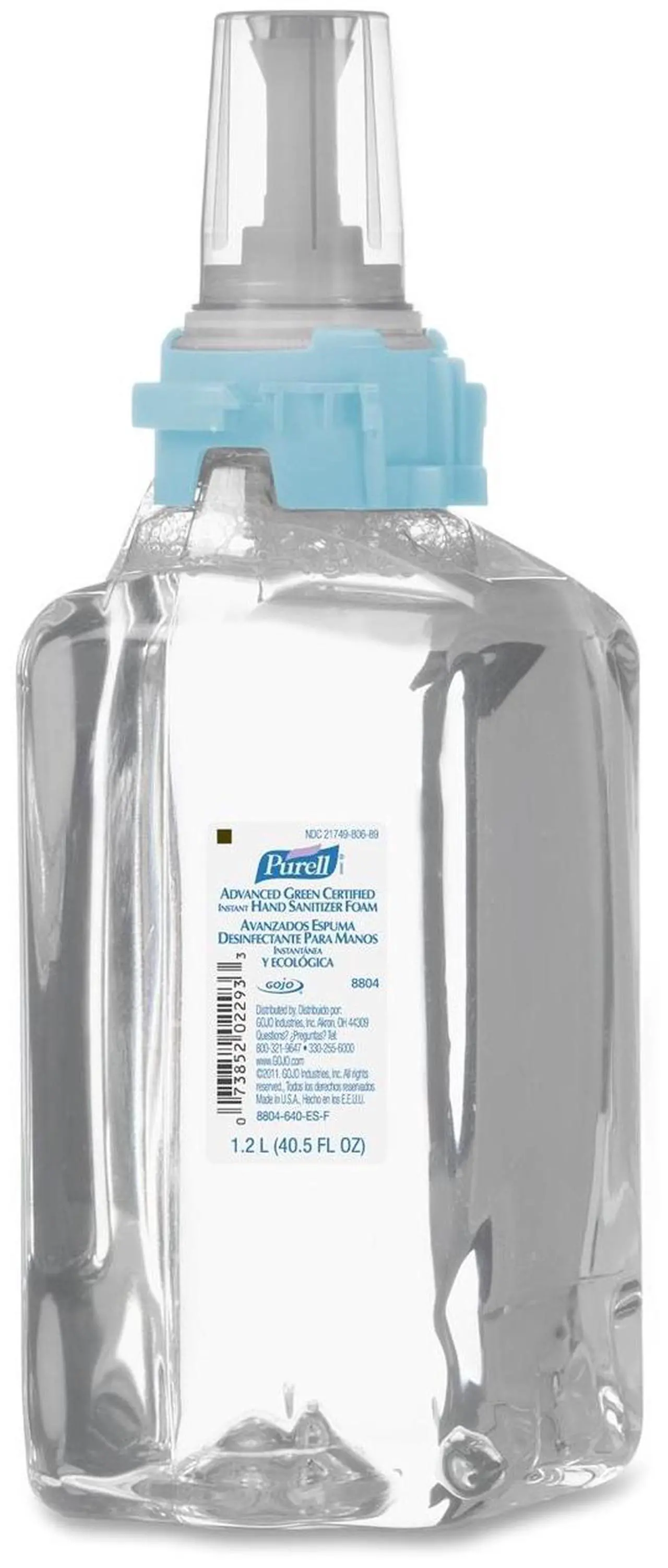 Alt view image 2 of 2 - Gojo 880403CT Adv. Green Cert. Instant Hand Sanitizer Refill, 1200mL, FragranceFree, 3-Ctn