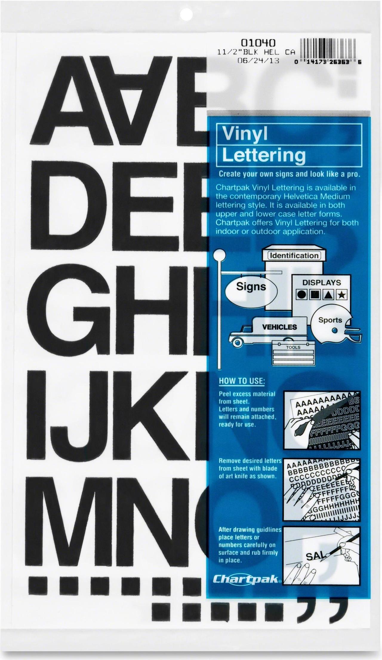 Alt view image 4 of 7 - Press-On Vinyl Letters & Numbers, Self Adhesive, Black, 1 1/2"h, 37/Pa