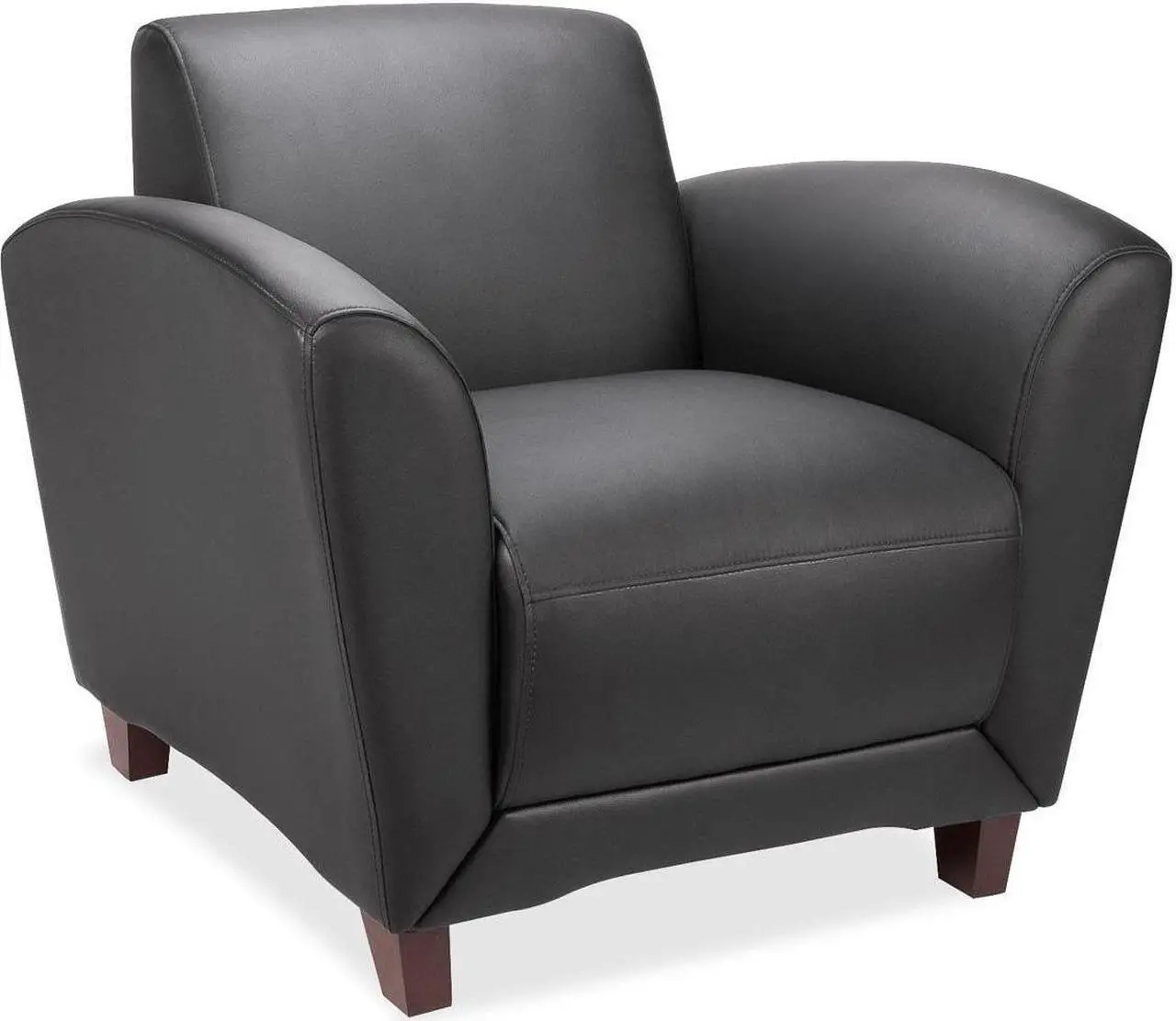Main image of Lorell Reception Chair Bonded 36"x34-1/2"x31-1/4" Black Leather 68952
