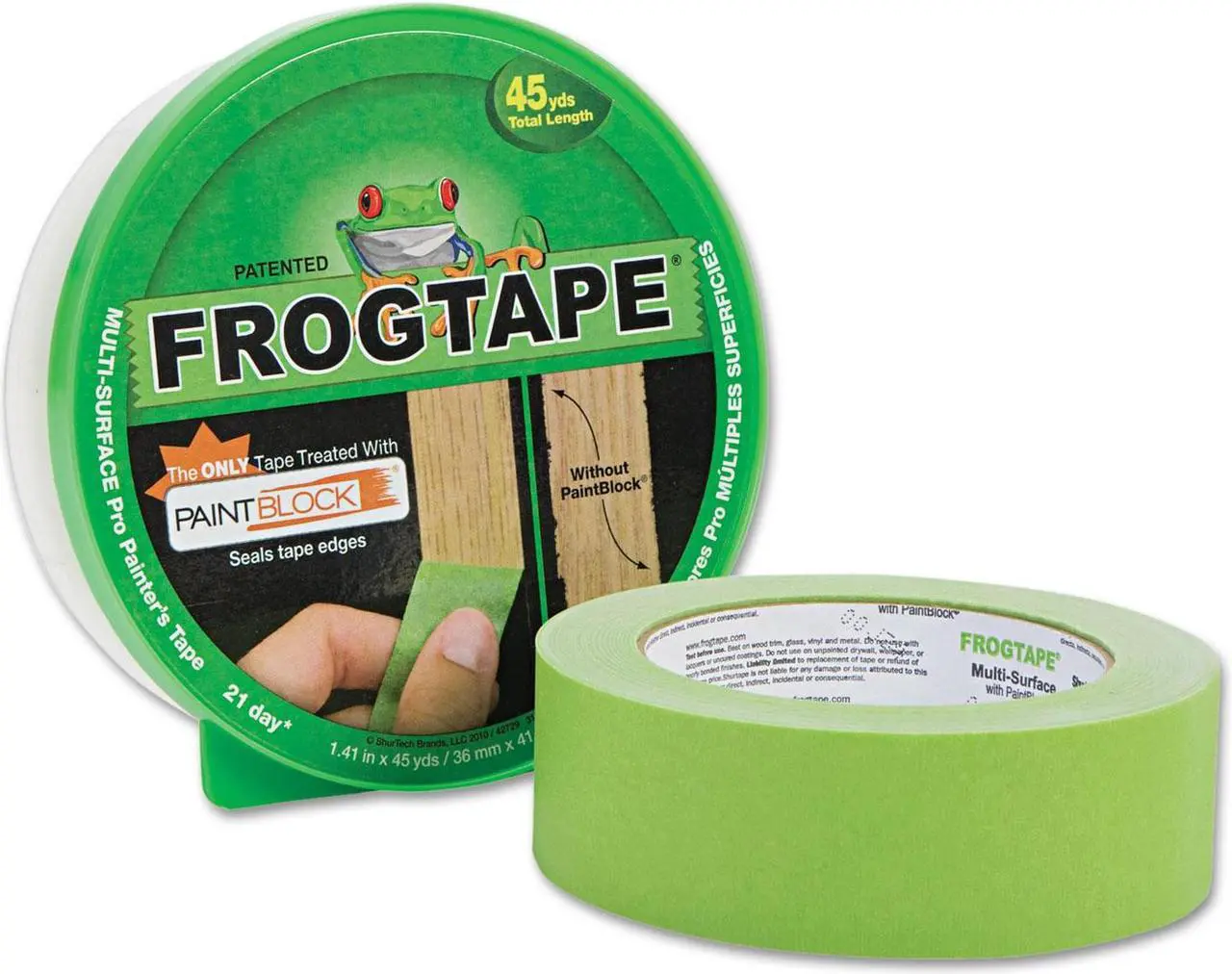 Main image of FrogTape Multi-Surface Painter Tape
1.41" Width x 45 yd Length - Polymer - Self-adhesive - 1 / Roll - Green