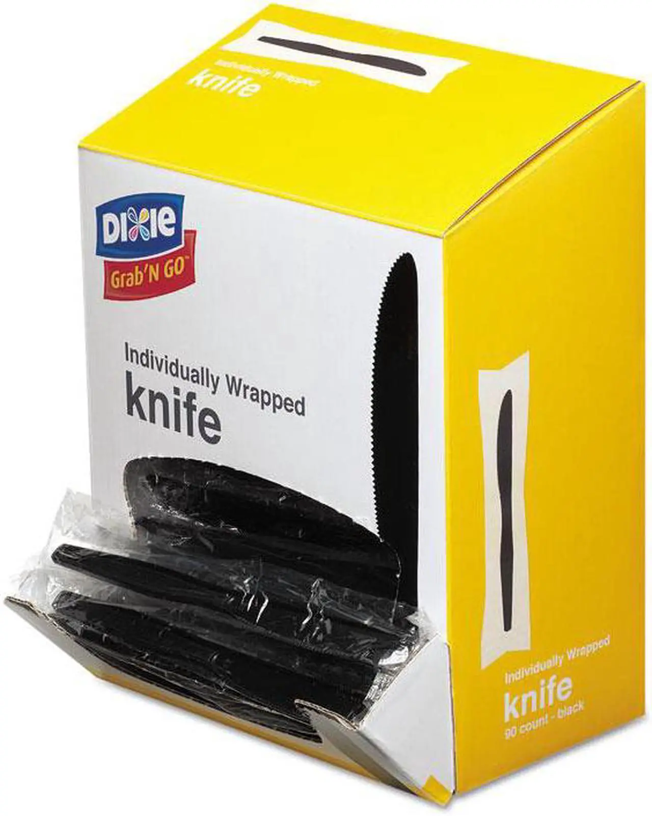 Main image of Dixie GrabN Go Wrapped Cutlery Knives Black 90/Box 6 Box/Carton KM5W540