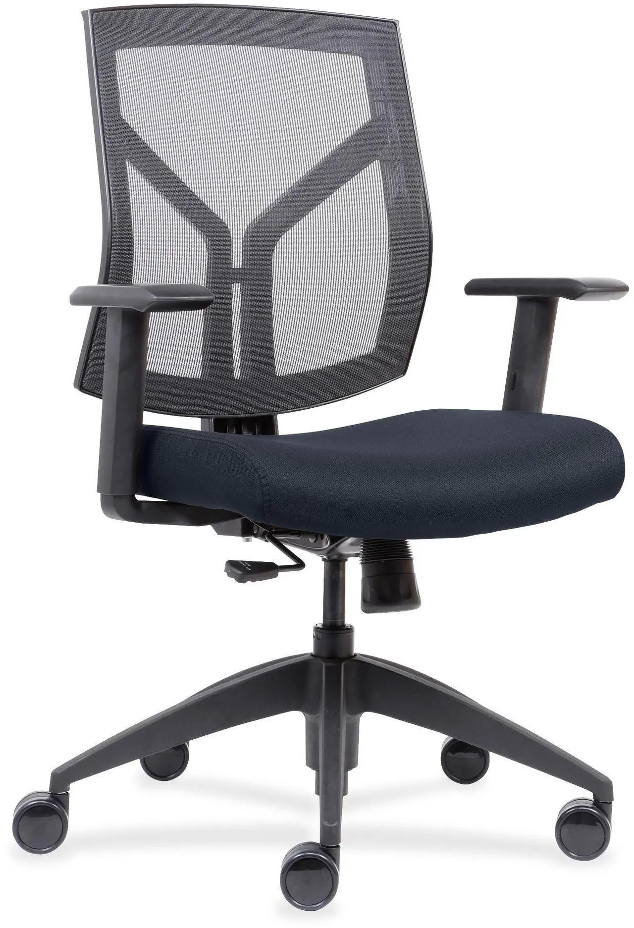 Main image of Lorell 83111A204 Mid-Back Chairs wth Mesh Back & Fabric Seat - Dark Blue