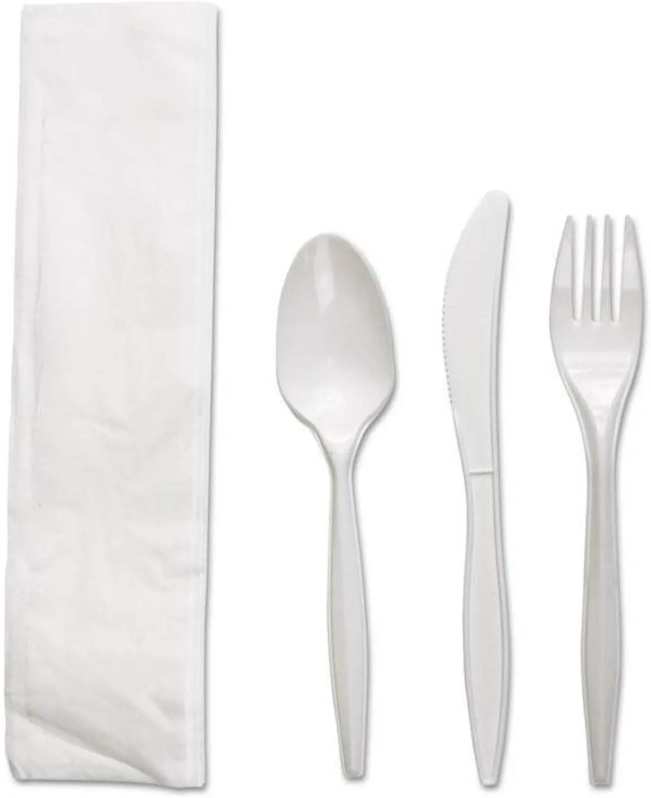 Main image of Boardwalk BWKFKTNMWPPWH Four-Piece Cutlery Kit, Fork/Knife/Napkin/Teaspoon