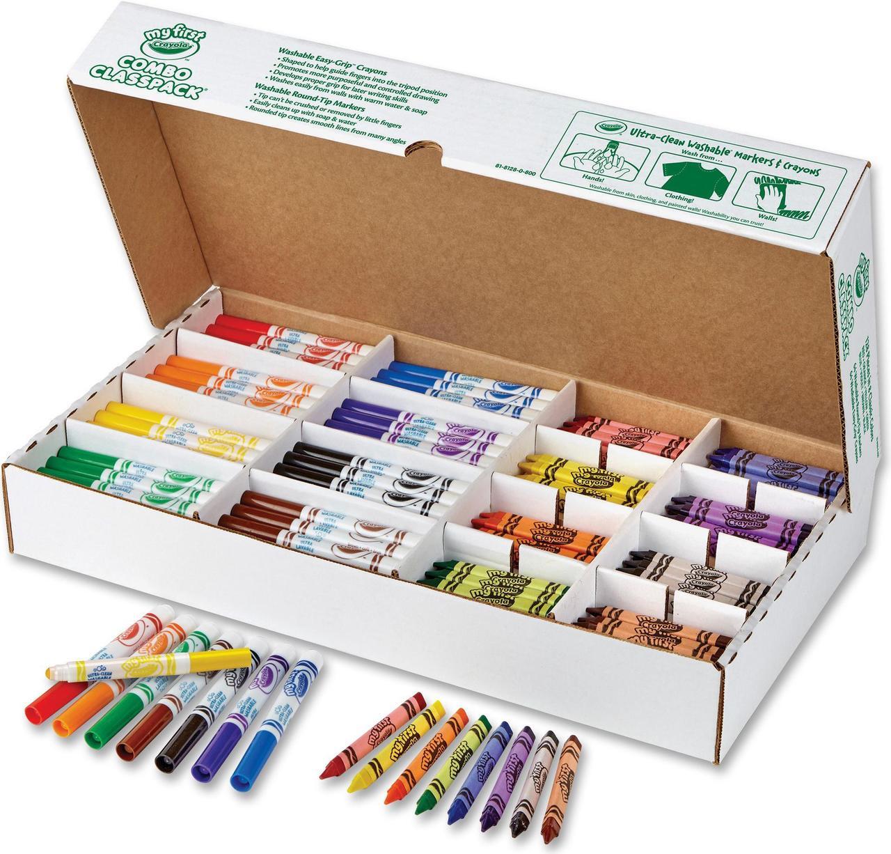 Alt view image 4 of 4 - Crayola 81-8128 My First Crayons And Markers Combo Classpack, Eight Colors, 128/Set