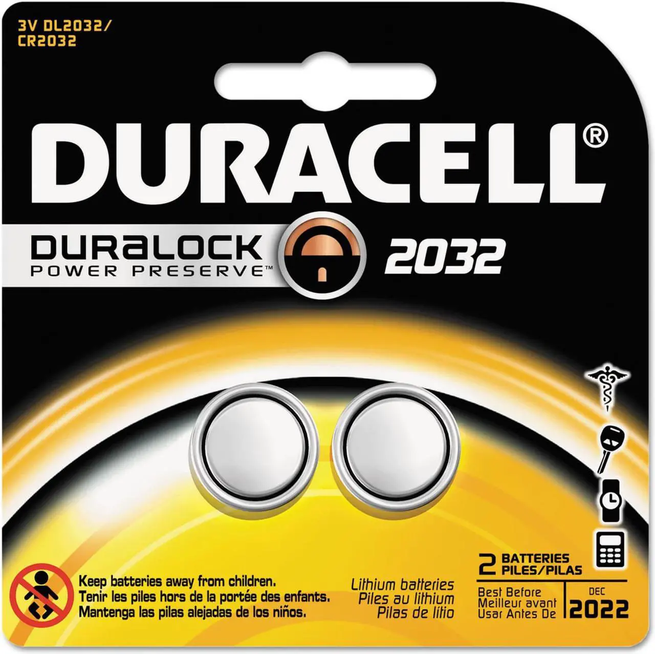 Alt view image 19 of 20 - DURACELL DL2032B2PK Coin Cell,2032,Lithium,3V,PK2
