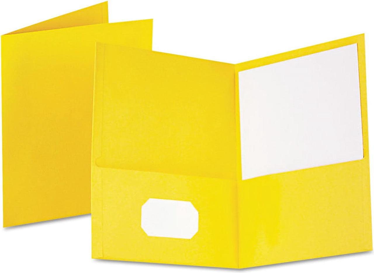Main image of Oxford Twin-Pocket Folder Embossed Leather Grain Paper Yellow 25/Box 57509