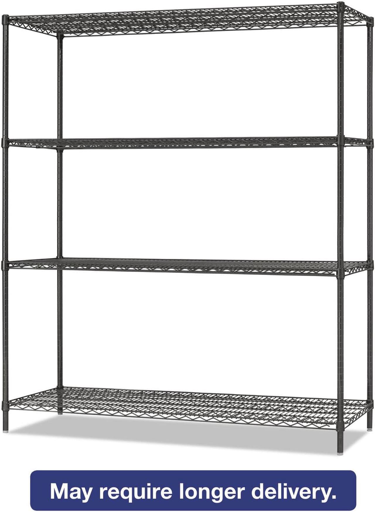 Alt view image 7 of 12 - Alera - 4TIND6018BA - All-Purpose Wire Shelving Starter Kit, 4-Shelf, 60 x 18 x 72, Black Anthracite+
