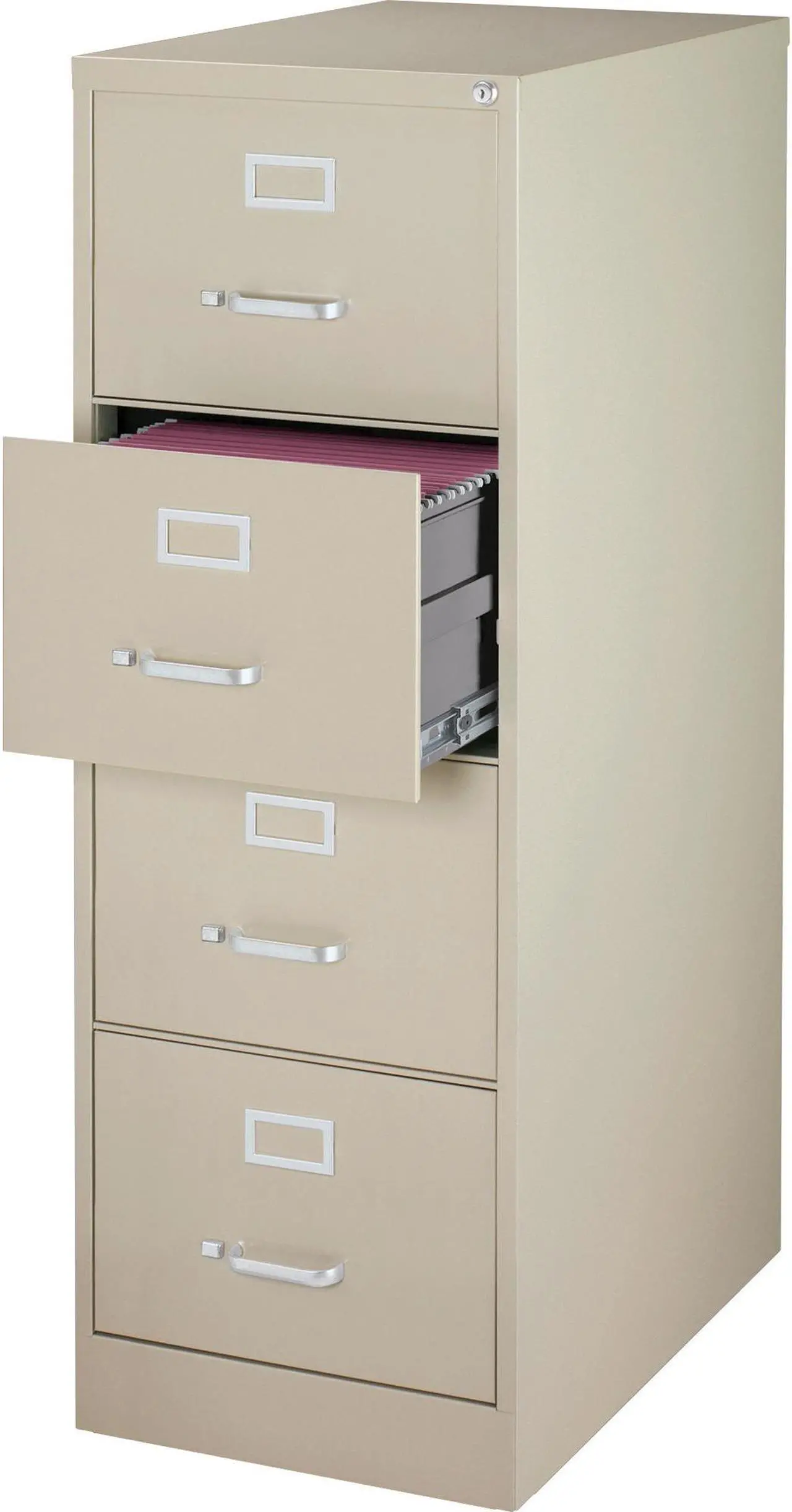 Alt view image 2 of 6 - Lorell Vertical File 4-Drawer Legal 18"x26-1/2"x52" Putty 60197