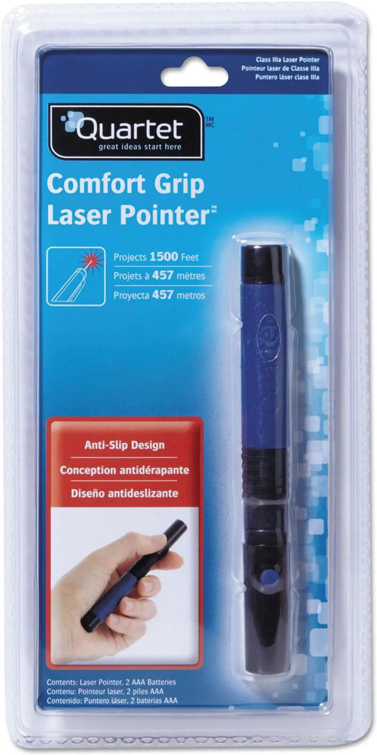 Alt view image 17 of 18 - Quartet Classic Comfort Laser Pointer Class 3A Projects 1500 ft Blue MP2703BQ