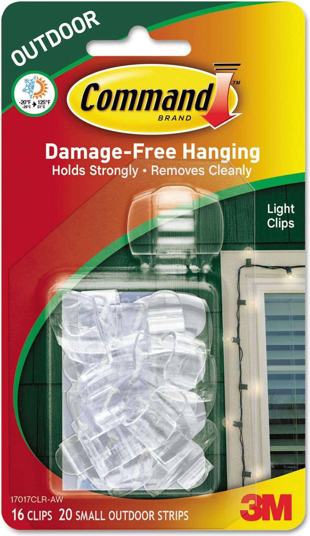 Main image of Command All Weather Hooks and Strips Plastic Small 16 Clips & 20 Strips/Pack