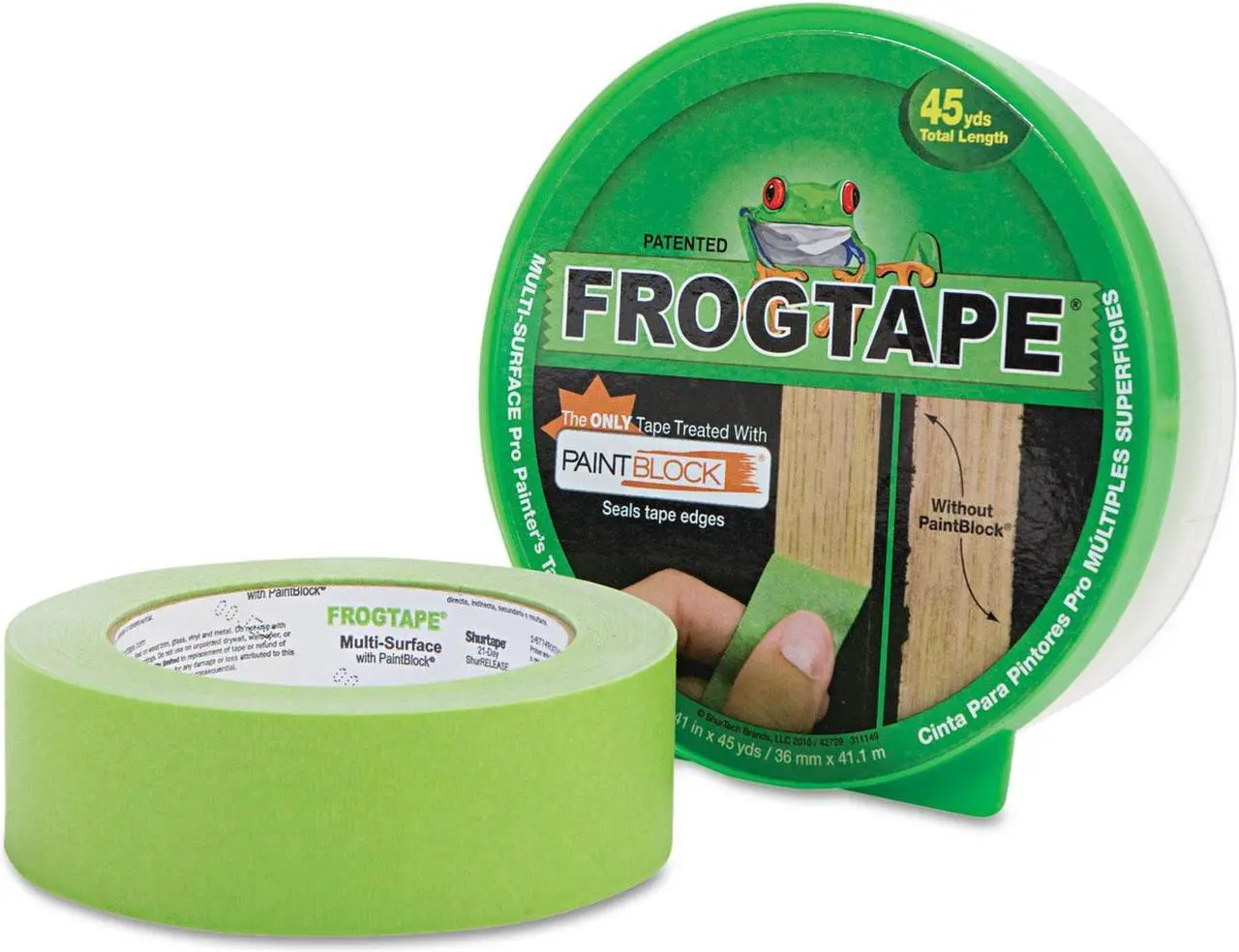 Alt view image 4 of 9 - FrogTape Multi-Surface Painter Tape
1.41" Width x 45 yd Length - Polymer - Self-adhesive - 1 / Roll - Green