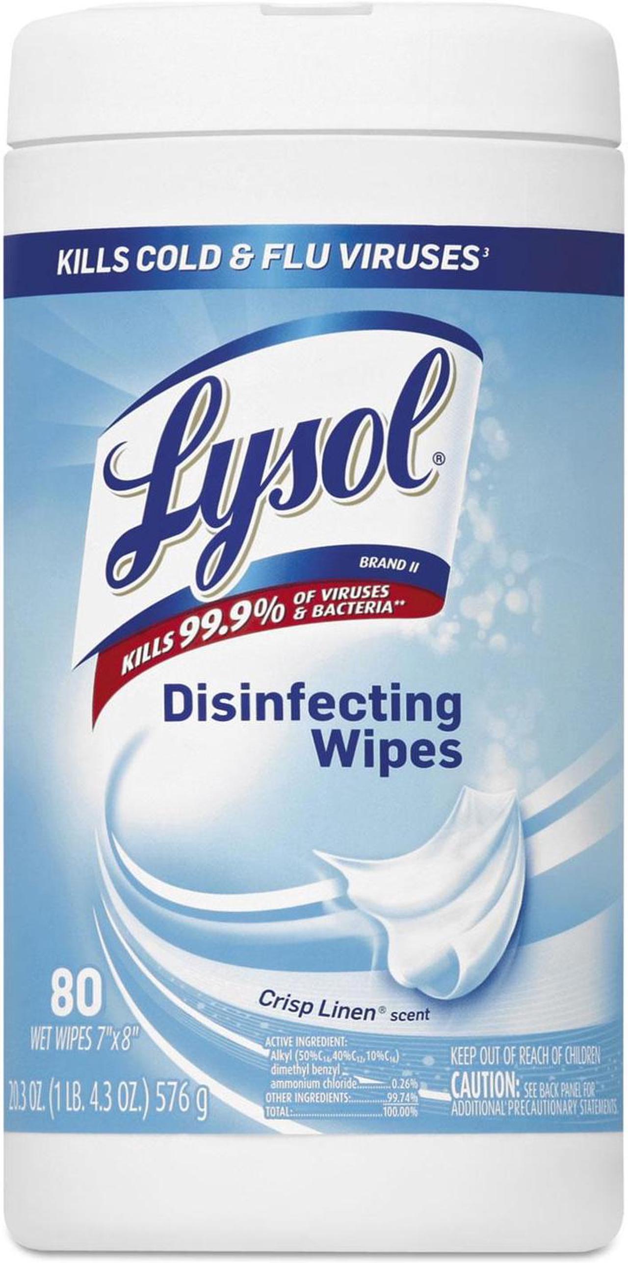 Alt view image 13 of 13 - LYSOL Brand Disinfecting Wipes Crisp Linen Scent 7 x 8 80/Canister 6 Canister/Carton 89346CT