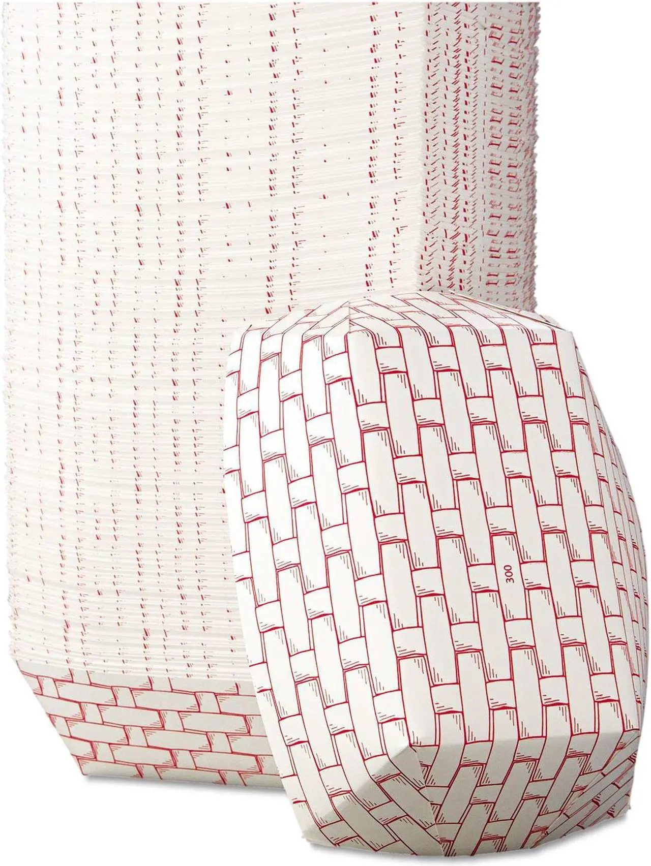 Alt view image 8 of 9 - Boardwalk 30LAG300 Paper Food Baskets, 3lb Capacity, Red/White, 500/Carton, 1 Carton