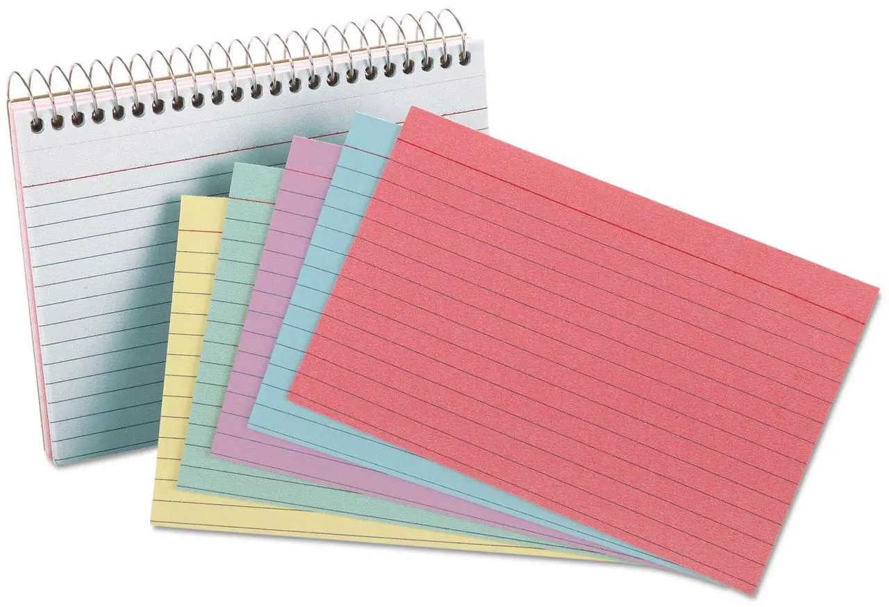 Alt view image 5 of 9 - Oxford 40286 Spiral Index Cards, 4 x 6, Blue/Violet/Canary/Green/Cherry, 50/Pack