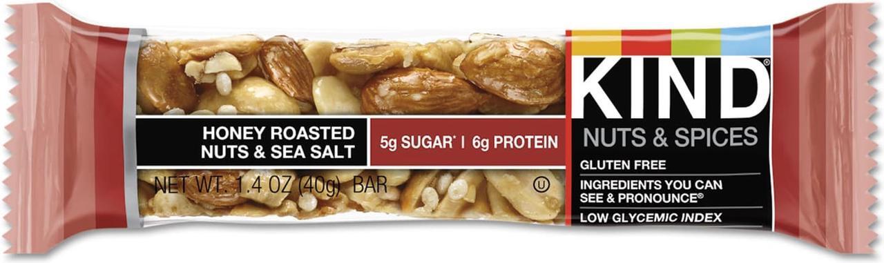 Alt view image 6 of 10 - Kind Nuts and Spices Bar Honey Roasted Nuts/Sea Salt 1.4 oz Bar 12/Box 19990