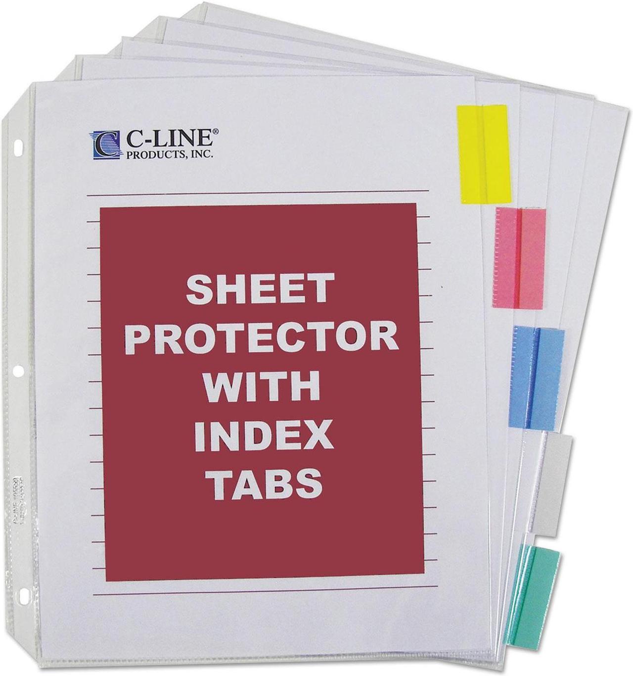 Alt view image 3 of 18 - C-Line Sheet Protectors with Index Tabs Assorted Color Tabs 2" 11 x 8 1/2 5/ST