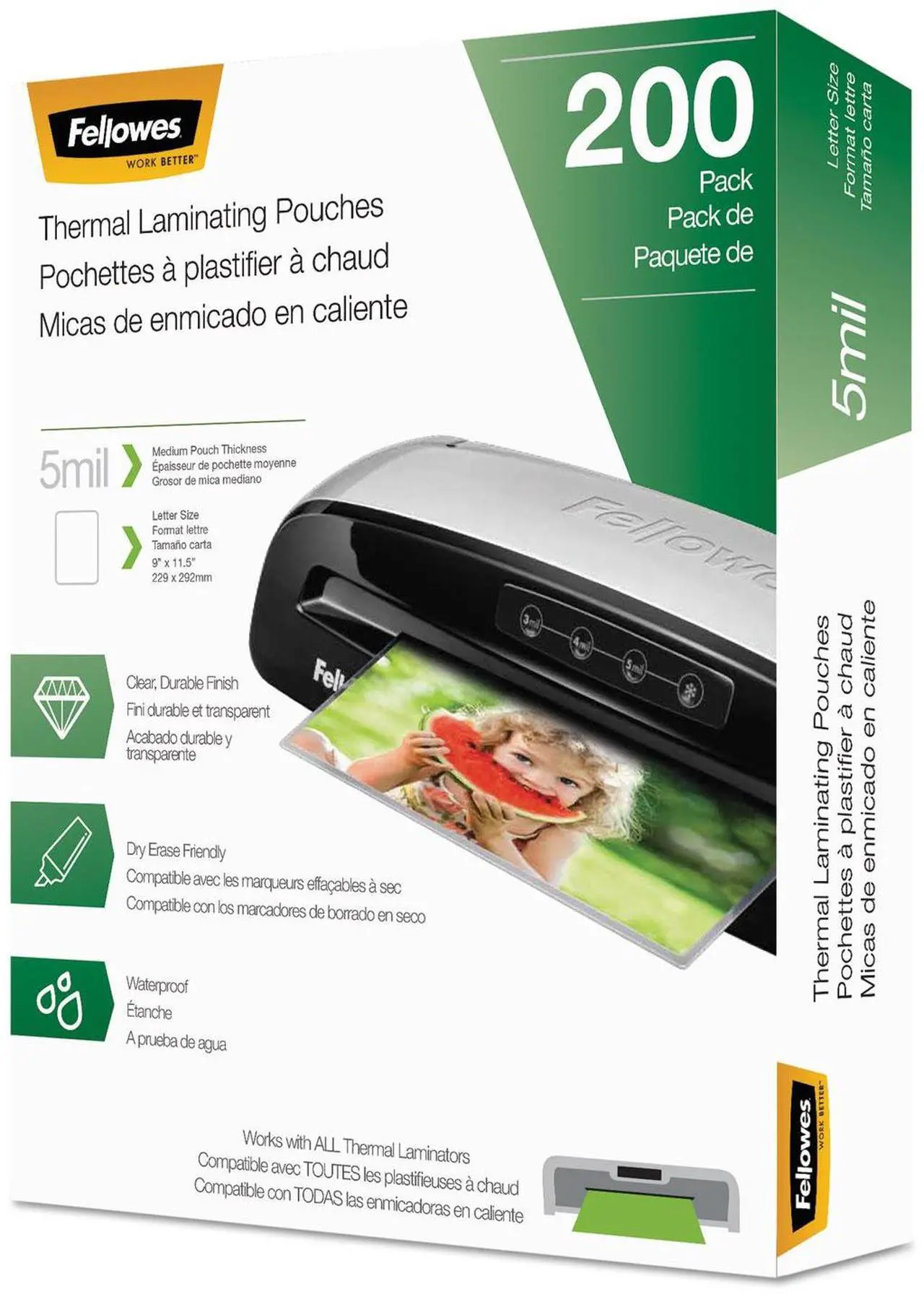 Alt view image 9 of 20 - Fellowes Laminating Pouches Letter Size Hot Pouch 9 x 11.5 5 mil 200 pack 5743601