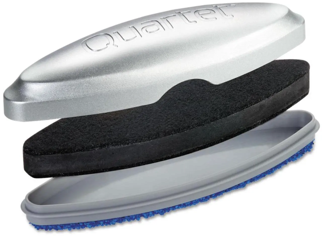Alt view image 7 of 20 - Quartet SFEB3 Premium Magnetic 3-in-1 Glass Board Eraser, 6 1/2" x 2" x 1 3/8", Silver