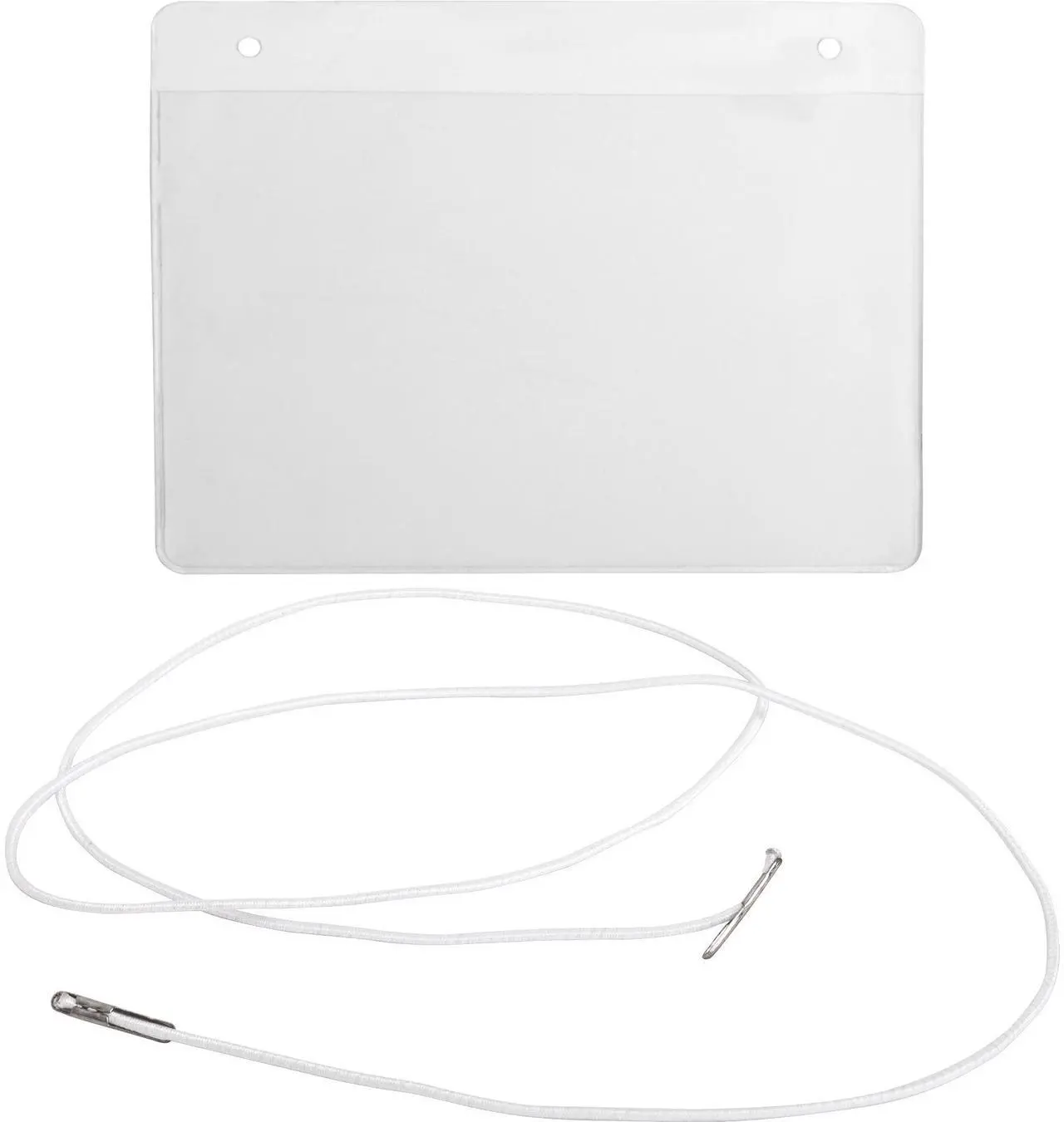 Main image of Business Source Elastic Cord Hanging Name Badges - 50 / Box - 4" Width x 3" Height - Durable, Reusable - Plastic - White