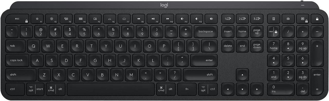Alt view image 2 of 13 - Logitech MX Keys Advanced Wireless Illuminated Keyboard, Backlighting, Bluetooth, USB-C, Apple macOS, Microsoft Windows, Linux, iOS, Android, Metal Build - Black
