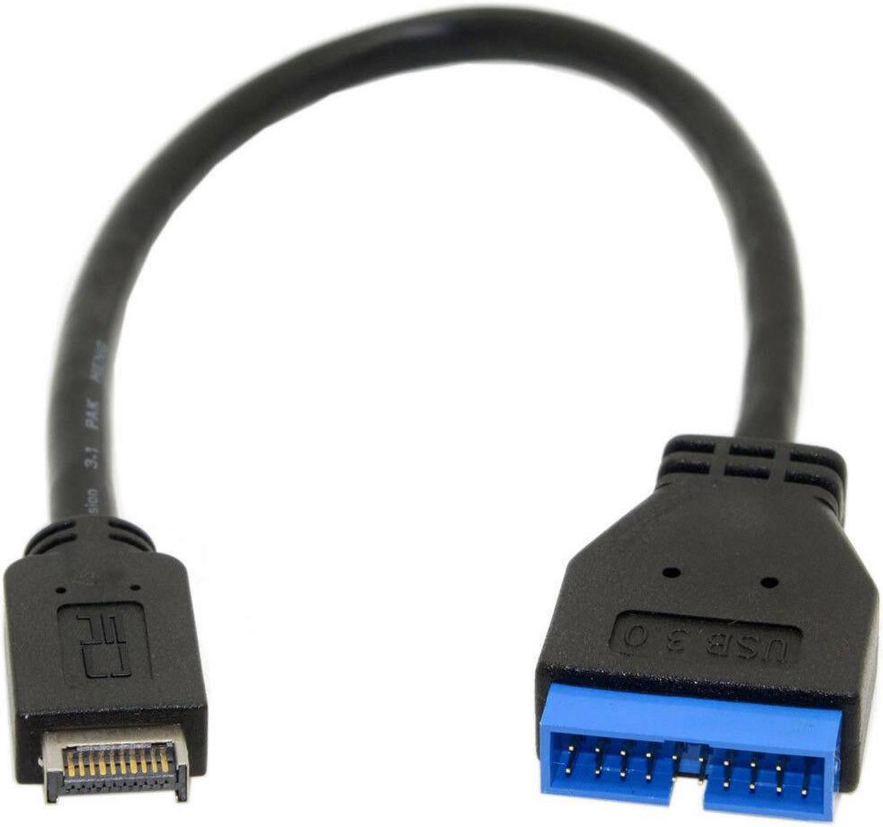 Motherboard USB 3.1 Header 20Pin Male to Motherboard USB 3.0 Header 19Pin Male Connector Converter Adapter Extension Cable Black 30cm