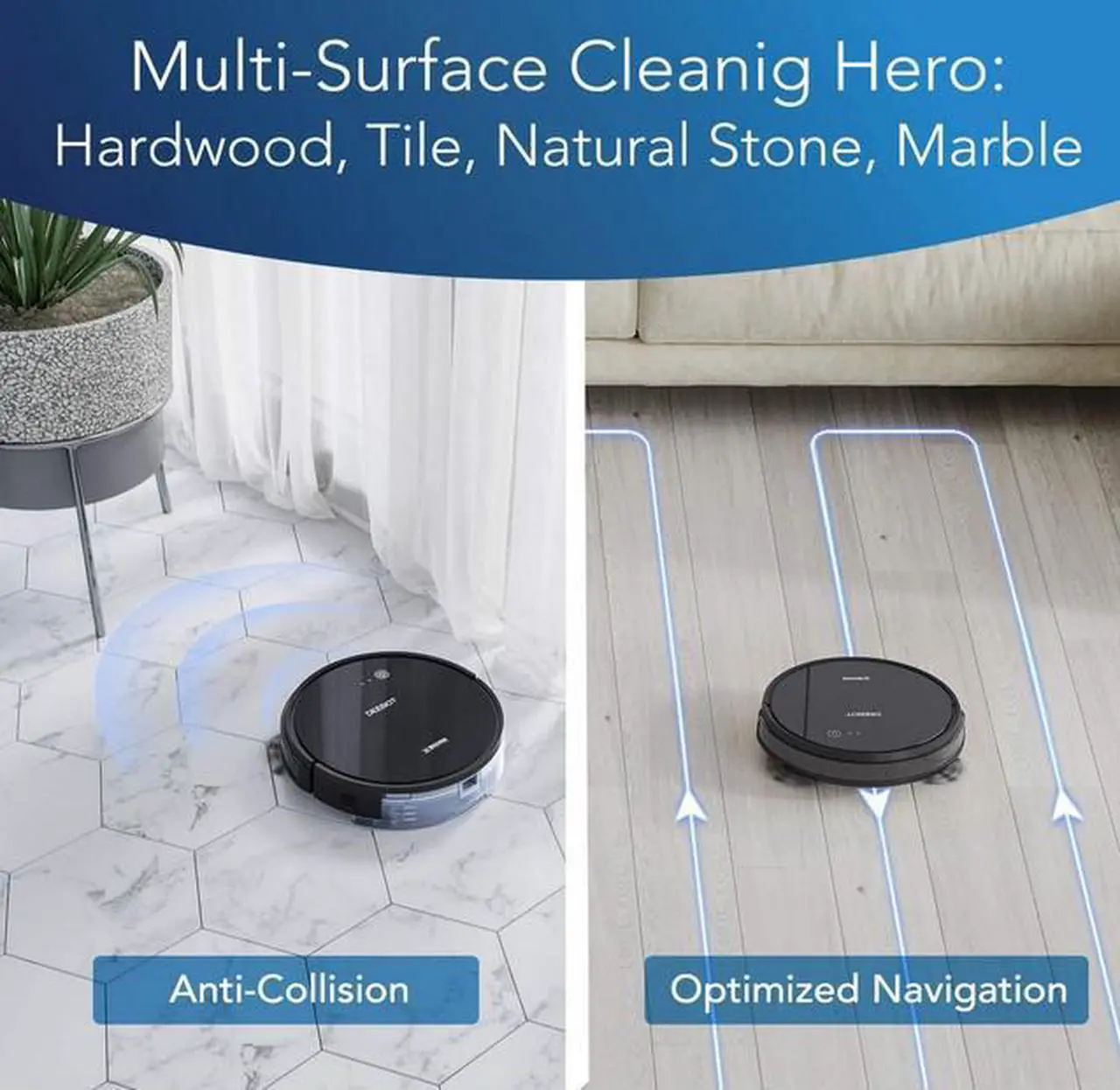 Alt view image 4 of 6 - ECOVACS DEEBOT 661 Convertible Vacuuming or Mopping Robotic Vacuum Cleaner