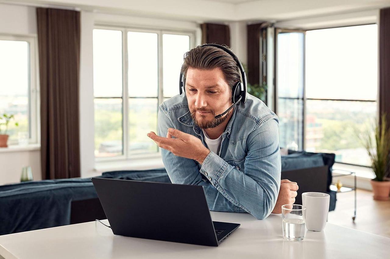 Alt view image 2 of 7 - Sennheiser PC 8.2 USB On-Ear Headset With In-Line Volume Control - Secure Fit Headband - No Slippage - Passive Noise-Cancellation Adjustable Microphone - for Internet Telephone Users and E-Learners