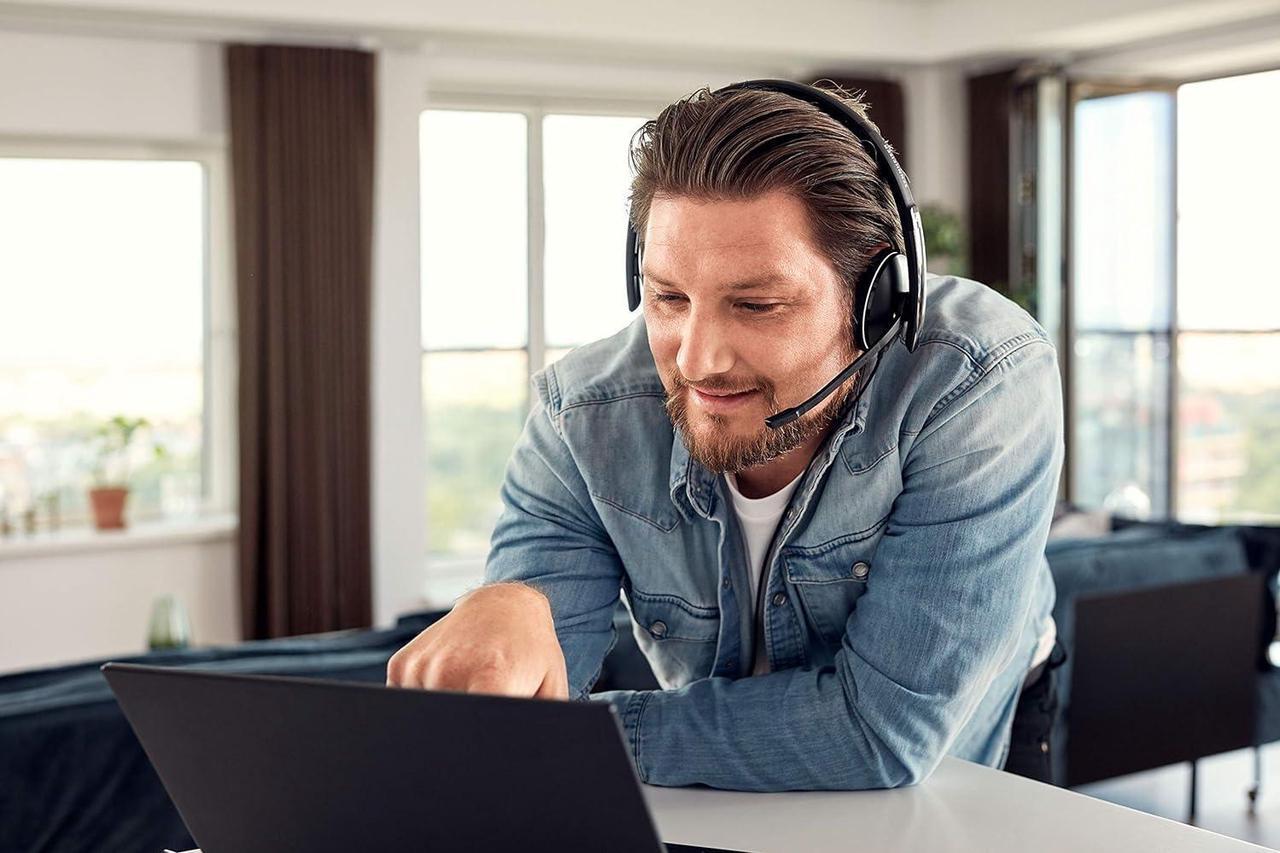 Alt view image 6 of 7 - Sennheiser PC 8.2 USB On-Ear Headset With In-Line Volume Control - Secure Fit Headband - No Slippage - Passive Noise-Cancellation Adjustable Microphone - for Internet Telephone Users and E-Learners