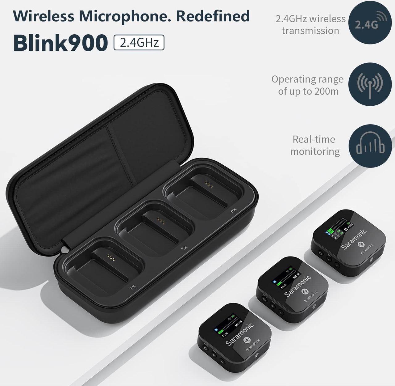 Alt view image 7 of 7 - Saramonic Blink BLINK900B2 2-Person Wireless Omni Lav Mic System Cam-Mount 2.4 GHz