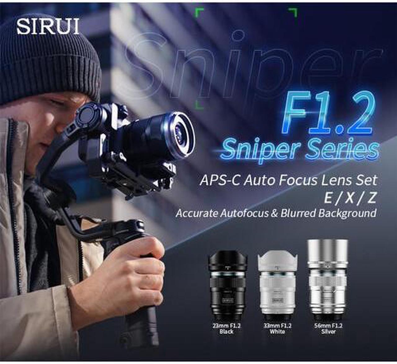 Alt view image 3 of 7 - Sirui Sniper f/1.2 Autofocus 3-Lens Set 23mm 33mm 56mm (Sony E, Black) AS-3S-EB