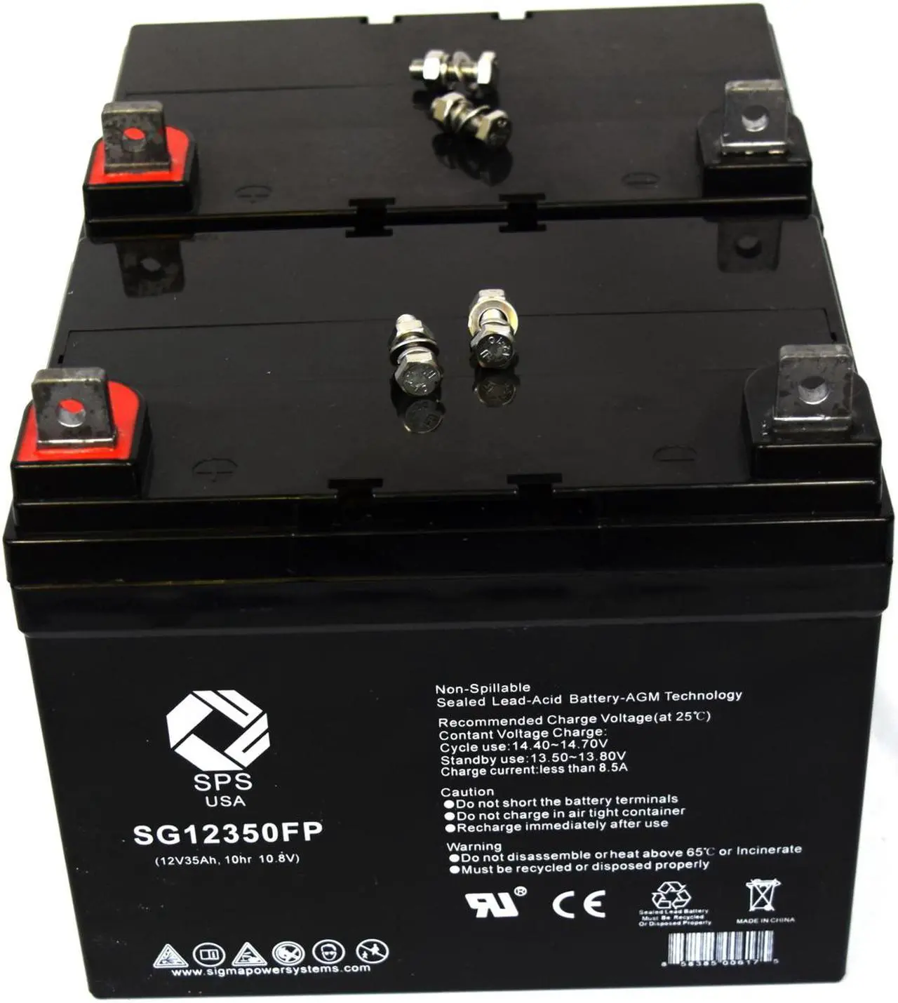 Main image of SPS Brand 12V 35Ah Replacement battery for Quickie P190 AGM Wheelchair (2 PACK)
