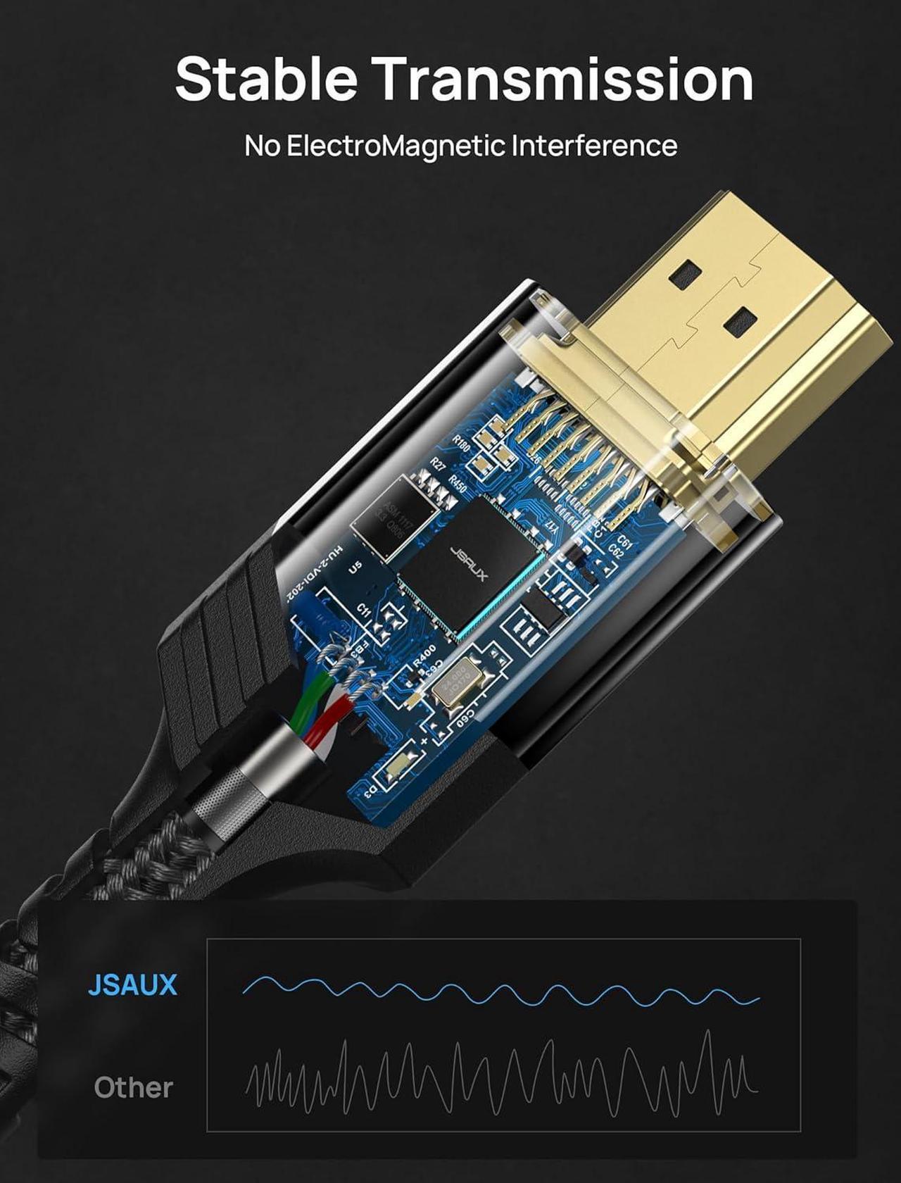 Alt view image 2 of 7 - kirzi 8K@60Hz HDMI Cables 10ft, Ultra High Speed 4K@120Hz 48Gbps  Ultra HD HDMI to HDMI Cord, Support Dynamic HDR, eARC, Dolby Atmos, Compatible with PlayStation 5, Xbox Series X, Samsung TVs 10 ft.