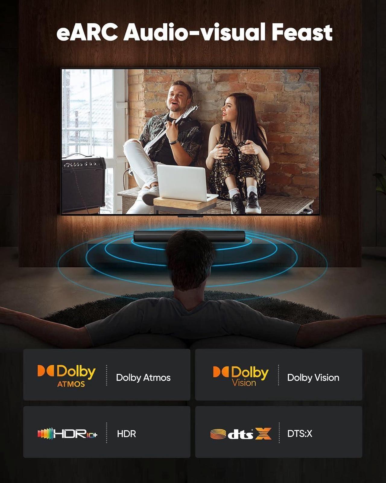 Alt view image 4 of 7 - kirzi 8K@60Hz HDMI Cables 10ft, Ultra High Speed 4K@120Hz 48Gbps  Ultra HD HDMI to HDMI Cord, Support Dynamic HDR, eARC, Dolby Atmos, Compatible with PlayStation 5, Xbox Series X, Samsung TVs 10 ft.